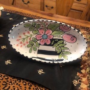 Whimsical hand painted Floral Oval platter!